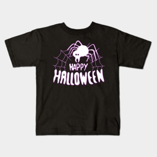 Happy Halloween Spider web green Kids T-Shirt